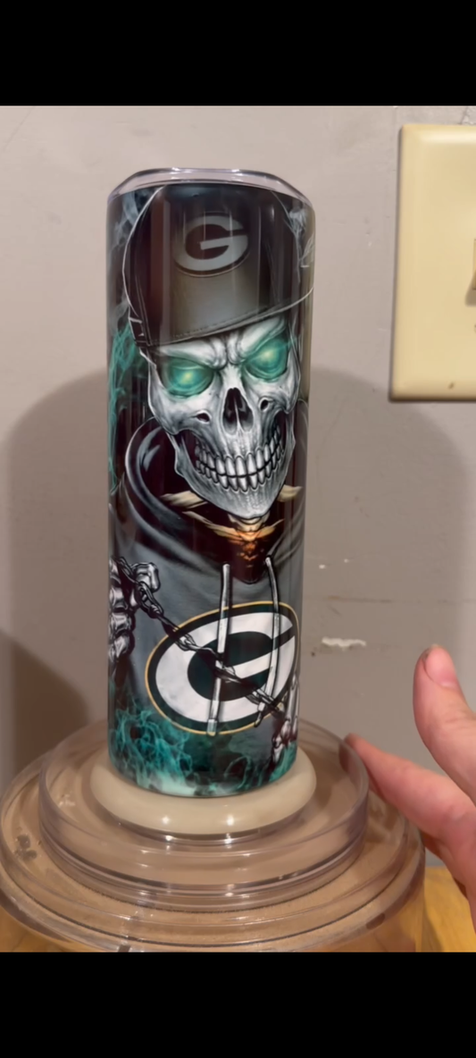 Green Bay Packers skull tumbler