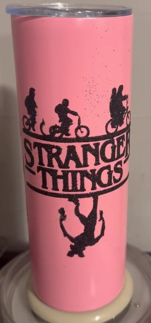 20oz Stranger Things Pink with Glitter