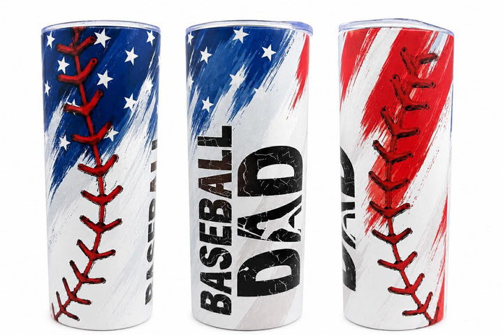Baseball Dad Patriotic 20oz Skinny Tumbler