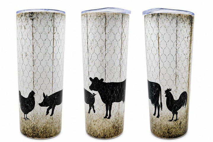 Rustic Farmhouse Animals 20oz Skinny Tumbler