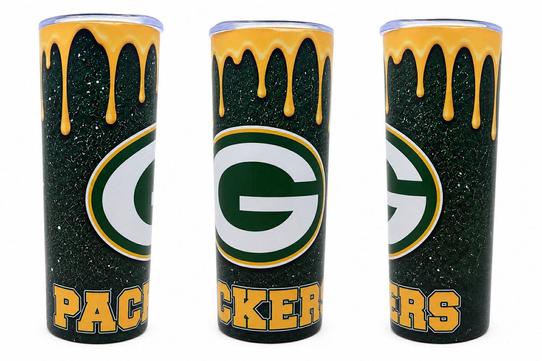 Green Bay Packers Dripping Gold 20oz Skinny Tumbler