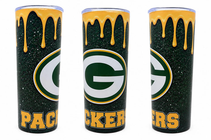 Green Bay Packers Dripping Gold 20oz Skinny Tumbler