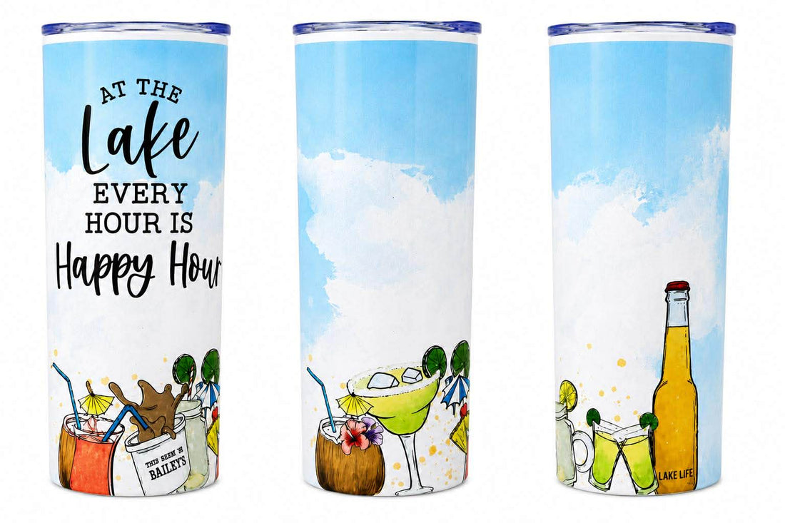 At The Lake Happy Hour 20oz Skinny Tumbler