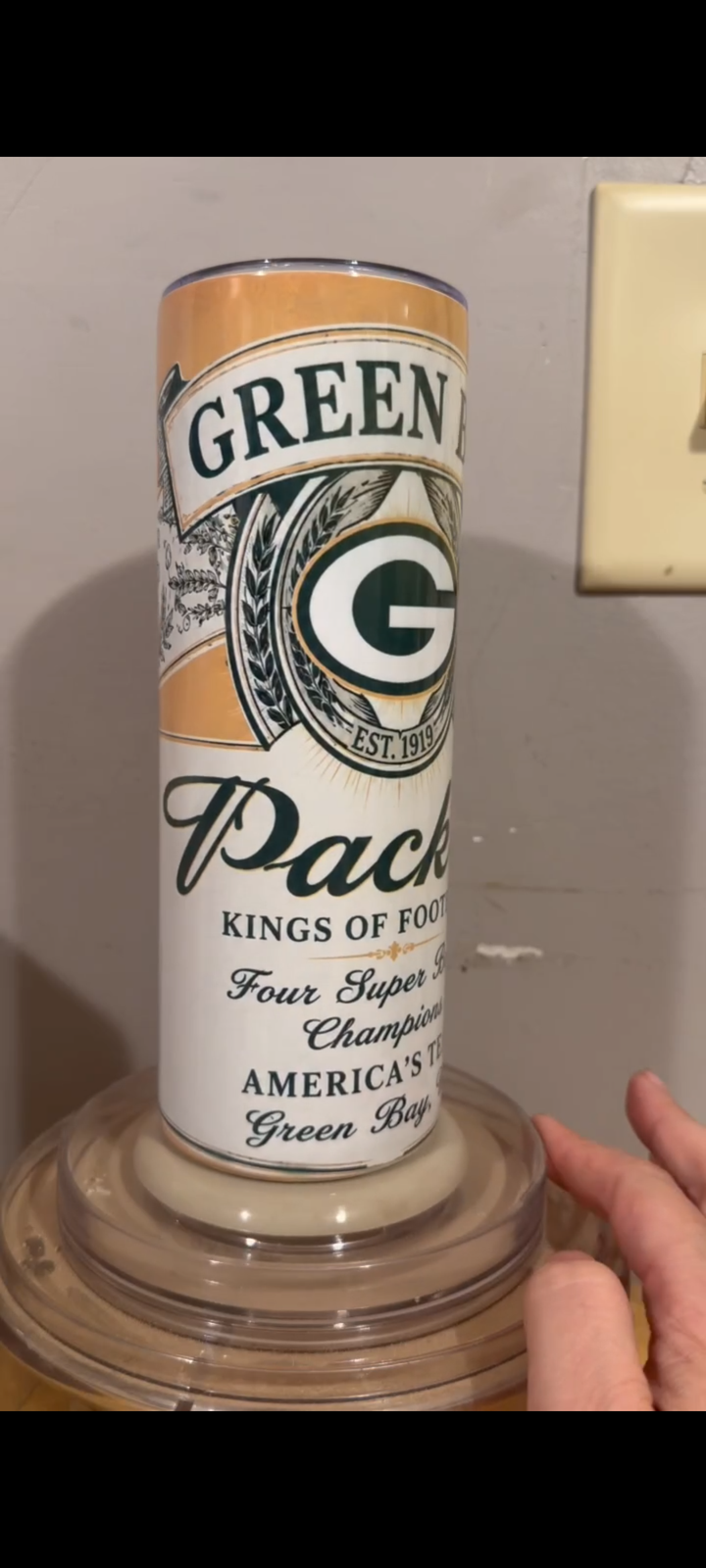 Beer themed Packers tumbler