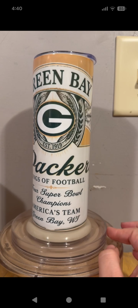 Beer themed Packers tumbler