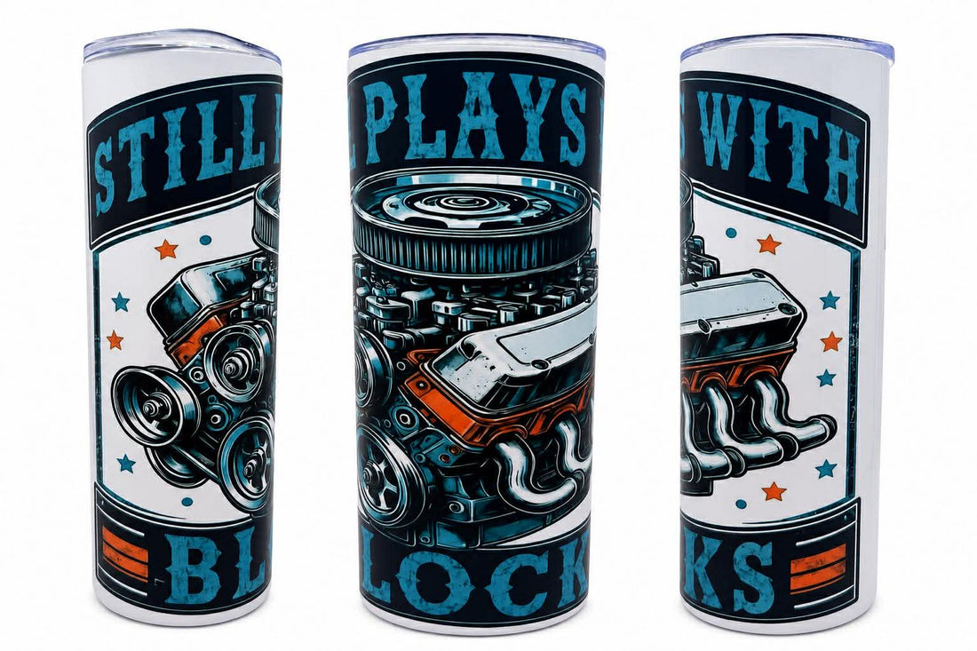 Still Plays With Blocks 20oz Skinny Tumbler