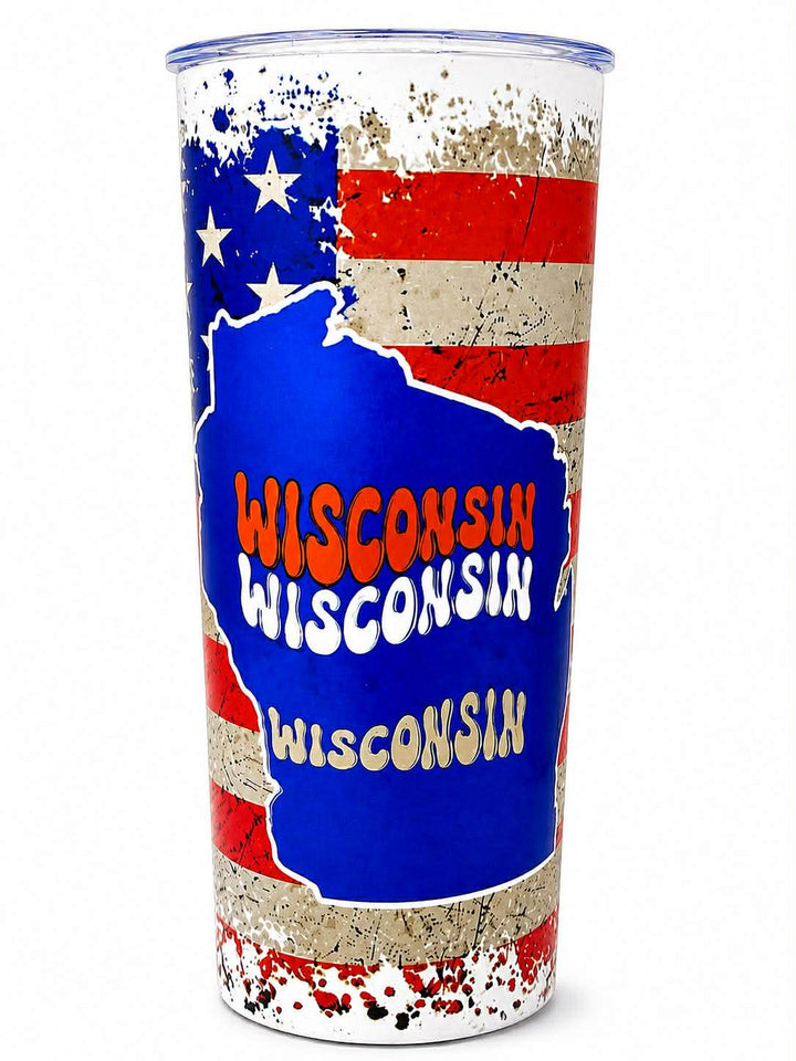 Wisconsin State Pride Patriotic 20oz Skinny Tumbler